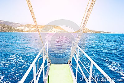 Sea water from a yacht stern Stock Photo