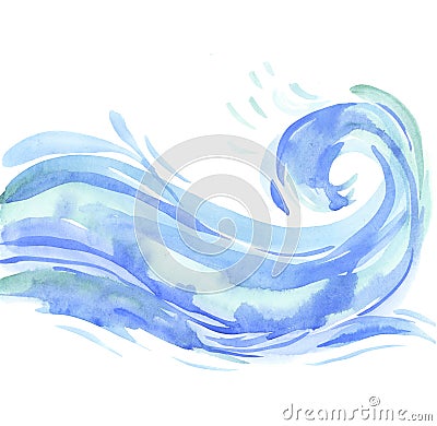 Sea watercolor illustration. Cartoon Illustration