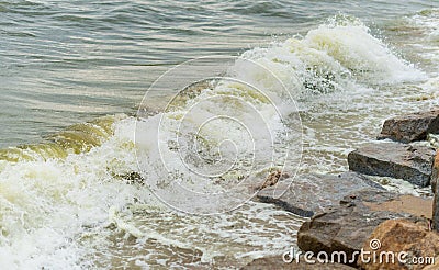 Sea wave with beach, Algal bloom Stock Photo