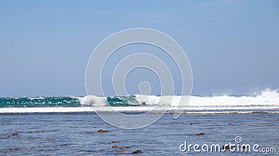 Sea wave at high tide. Tide. Bali Sea, Indonesia. A big wave is moving towards the shore Stock Photo