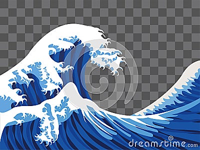 Sea wave japan paint style vector Vector Illustration