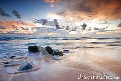 Sea wave in night time Stock Photo