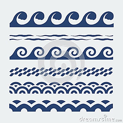 Sea wave patterns Vector Illustration