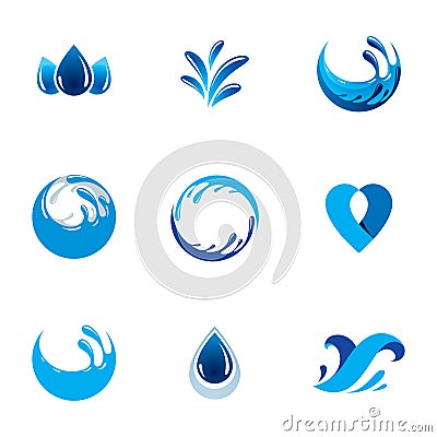 Sea wave splash vector logo. Pure water as the driving force for Vector Illustration