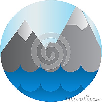 Sea wave water and mountain wild nature vector Vector Illustration