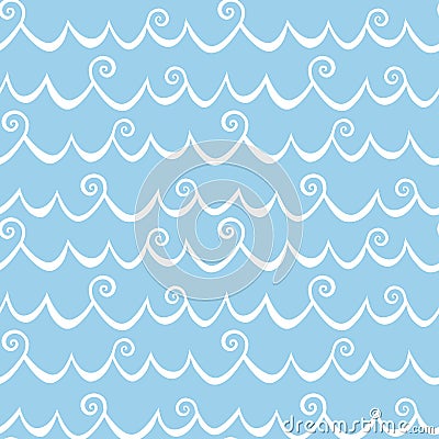 Sea Waves with Curls Seamless Background Stock Photo