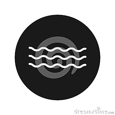 Sea waves icon flat black round button vector illustration Vector Illustration