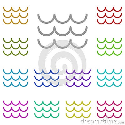 Sea, waves multi color icon. Simple thin line, outline of water icons for ui and ux, website or mobile application Stock Photo