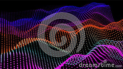 Sea waves from node. Hud data dots flow. Research points stream. Big data visualized presentation of scientific Stock Photo