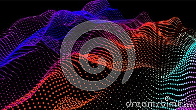 Sea waves from node. Hud data dots flow. Research points stream. Big data visualized presentation of scientific Stock Photo