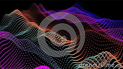 Sea waves from node. Hud data dots flow. Research points stream. Big data visualized presentation of scientific Stock Photo
