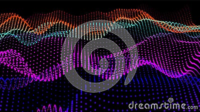 Sea waves from node. Hud data dots flow. Research points stream. Big data visualized presentation of scientific Stock Photo