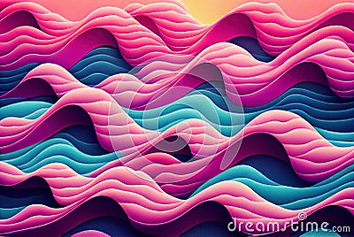 Sea waves pattern abstract background, volumetric purple pink and blue waves texture Stock Photo