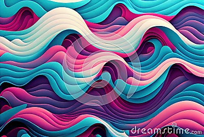 Sea waves pattern abstract background, volumetric purple pink and blue waves texture, Stock Photo
