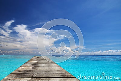 Sea and wooden walkway Stock Photo