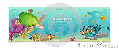 Sea world underwater life nature travel vacation a Vector Illustration