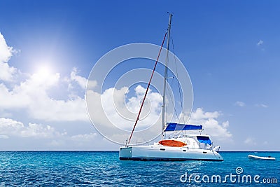 Sea yacht in azure water. Stock Photo
