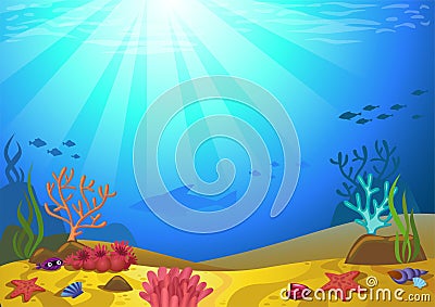 Seabed with corals Vector Illustration