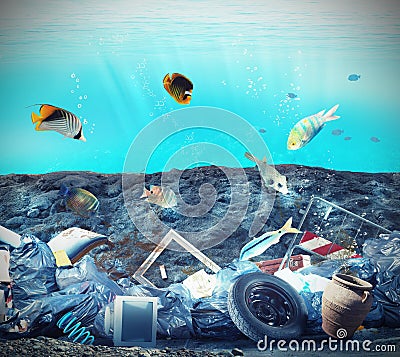 Seabed pollution Stock Photo