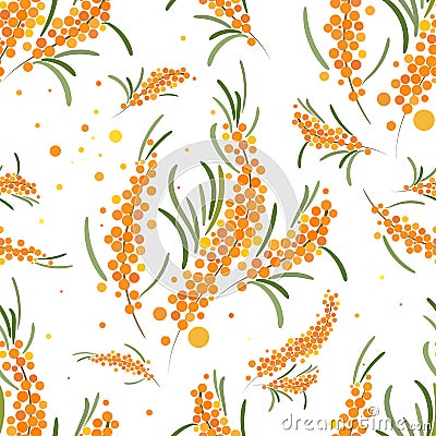 Seabuckthorn seamless pattern. Abstract floral background. Stock Photo