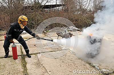 Seafarer attend STCW training, Fire Fighting Editorial Stock Photo