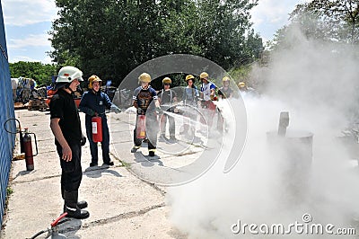 Seafarers attend STCW training, Fire Fighting Editorial Stock Photo