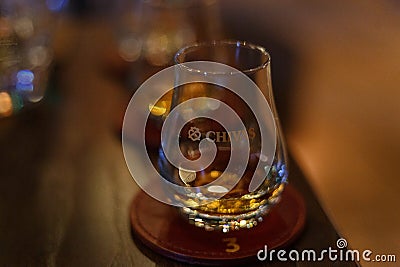 Seafield Ave, Keith, Scotland, UK - July 30, 2019: Strathisla Distillery, Chivas Regal Whiskey Tasting Editorial Stock Photo