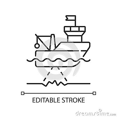 Seafloor mapping linear icon Vector Illustration