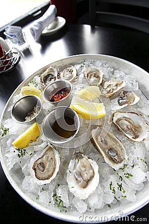 Seafood appetizer with oysters Stock Photo