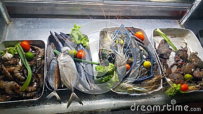 Seafood in Asian healthy vitamins Stock Photo