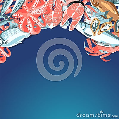 Seafood banner with copy space for text Vector Illustration