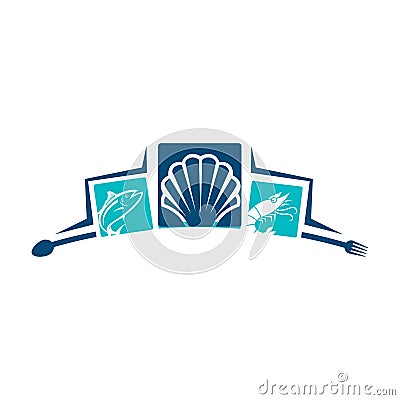 Seafood restaurant vector logo design. Vector Illustration