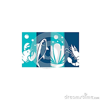 Seafood restaurant vector logo design. Vector Illustration