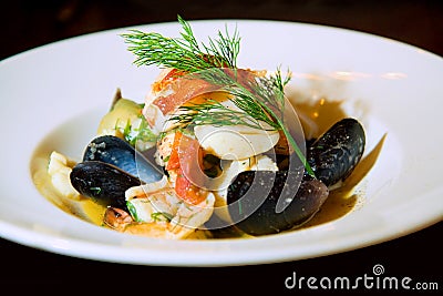 Seafood bouillabaisse or soup Stock Photo