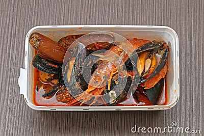 Seafood in Box Stock Photo