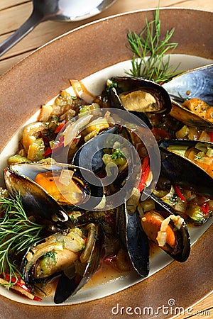 Seafood with cherry liqueur Stock Photo