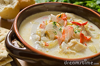 Seafood Chowder Stock Photo