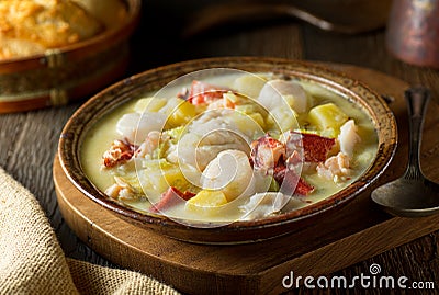 Seafood Chowder Stock Photo