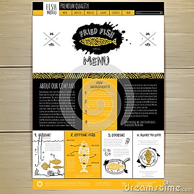 Seafood concept Web site design Vector Illustration