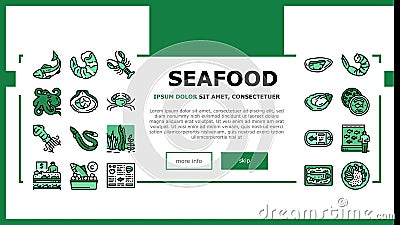 Seafood Cooked Food Dish Menu Landing Header Vector Vector Illustration