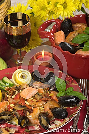 Seafood Dinner Stock Photo