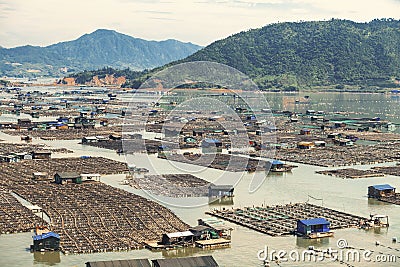 Seafood fish farming,Fishery on sea, Fujiang, China Editorial Stock Photo