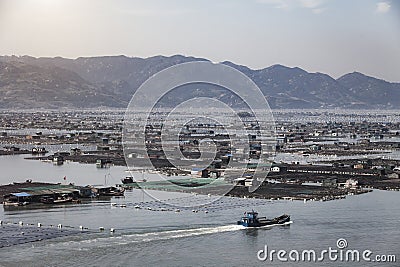 Seafood fish farming,Fishery on sea, Fujiang, China Stock Photo