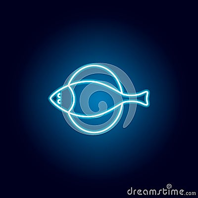 Seafood,flounder icon. Detailed set of sea foods illustrations in neon style. Signs and symbols can be used for web, logo, mobile Cartoon Illustration