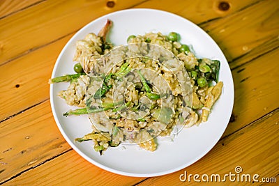 Seafood green curry fried rice Stock Photo