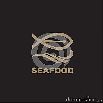 Seafood icon with fish Vector Illustration