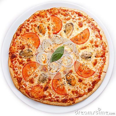 Seafood Italian Pizza Stock Photo