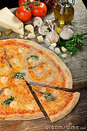 Seafood Italian Pizza Stock Photo