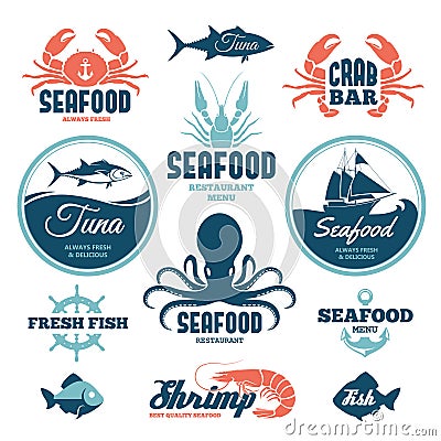 Seafood labels Vector Illustration