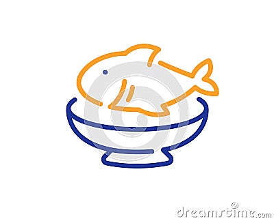 Seafood line icon. Fish plate sign. Vector Stock Photo